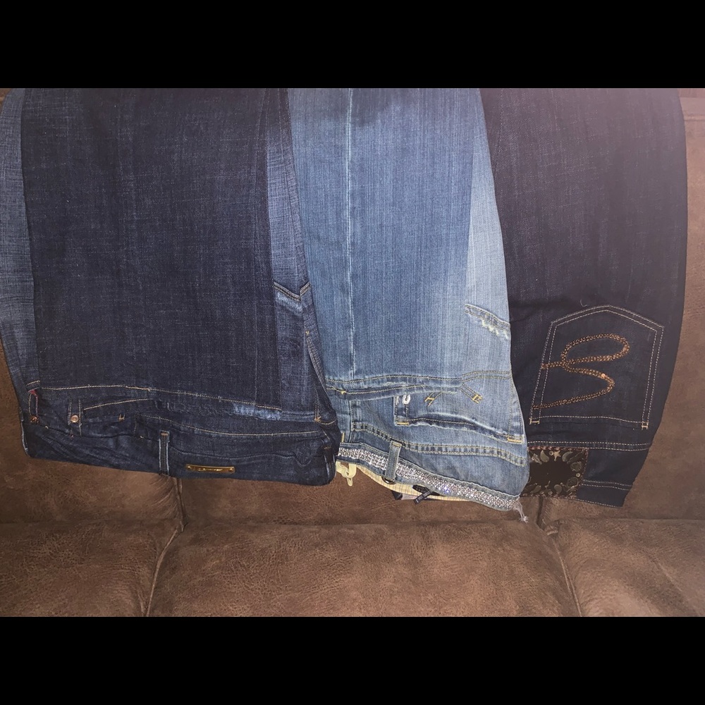 Five pair of Seven Jeans(Lane Bryant) and one pair of grey wide leg dress slacks